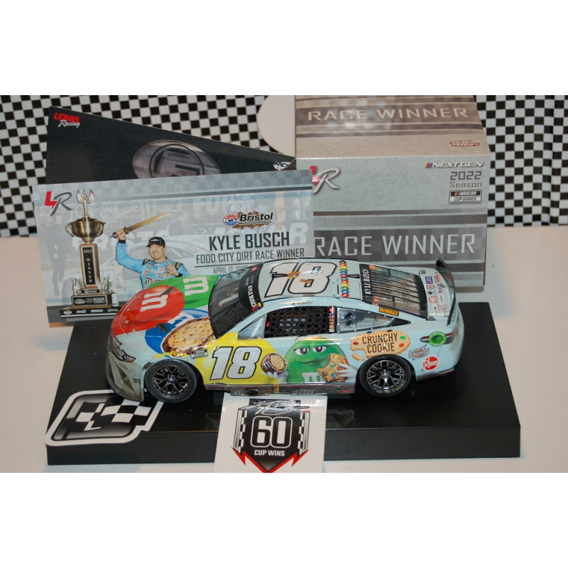 18 Kyle Busch, M&M's Crunchy Cookie Bristol Dirt 4/17 Race Win, CUP 2022 ELITE