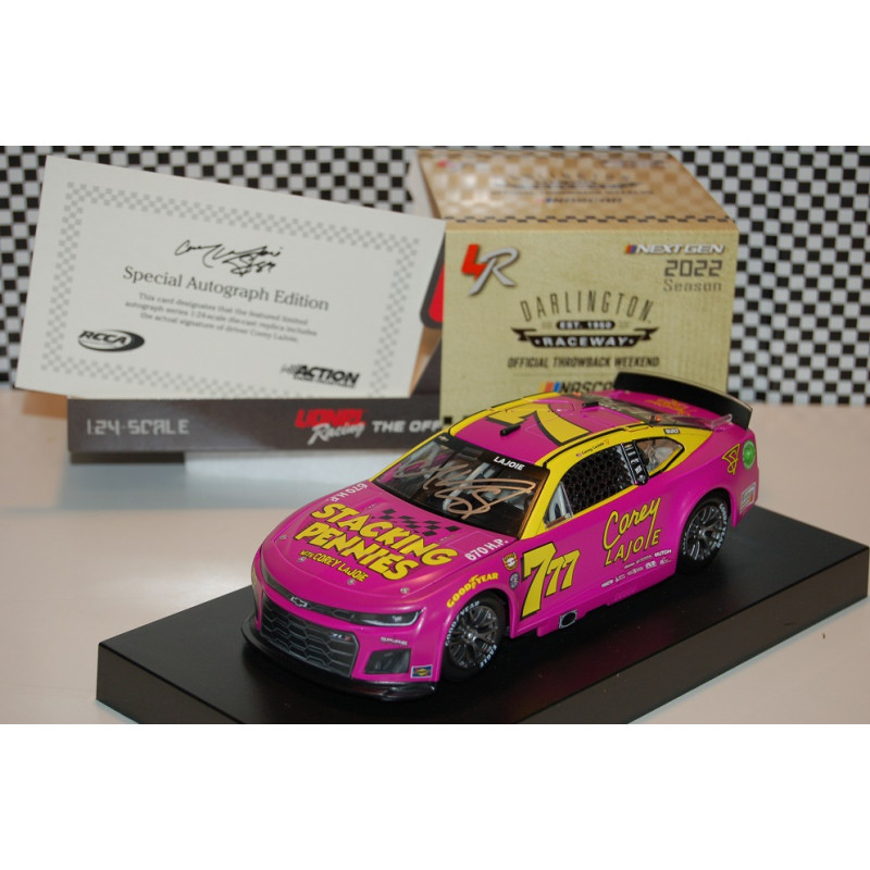 7 Corey LaJoie, Stacking Pennies Darlington Thowback, CUP 2022 HO AUTOGRAPHIER 1/24